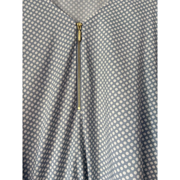Express Women's Polka Dot Top‎ Blouse Gold Zipper Detail Short Sleeve - Picture 3 of 5